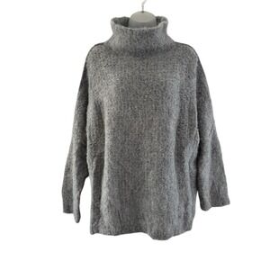 Free People Sweater Womens Small Gray Alpaca Blend Turtleneck Oversized Cozy